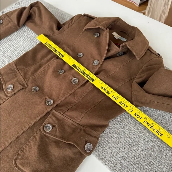 BODEN Brown Flannel Overcoat Trenchcoat Jacket Striped Flannel Lining Size 6 - Picture 10 of 13